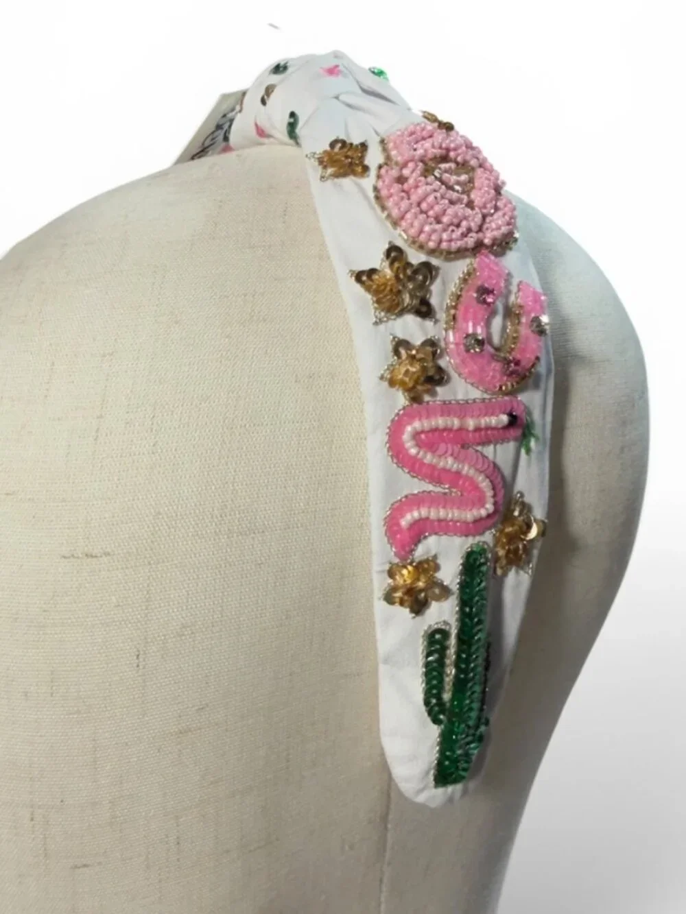 Derby Western Rose Beaded Headband New